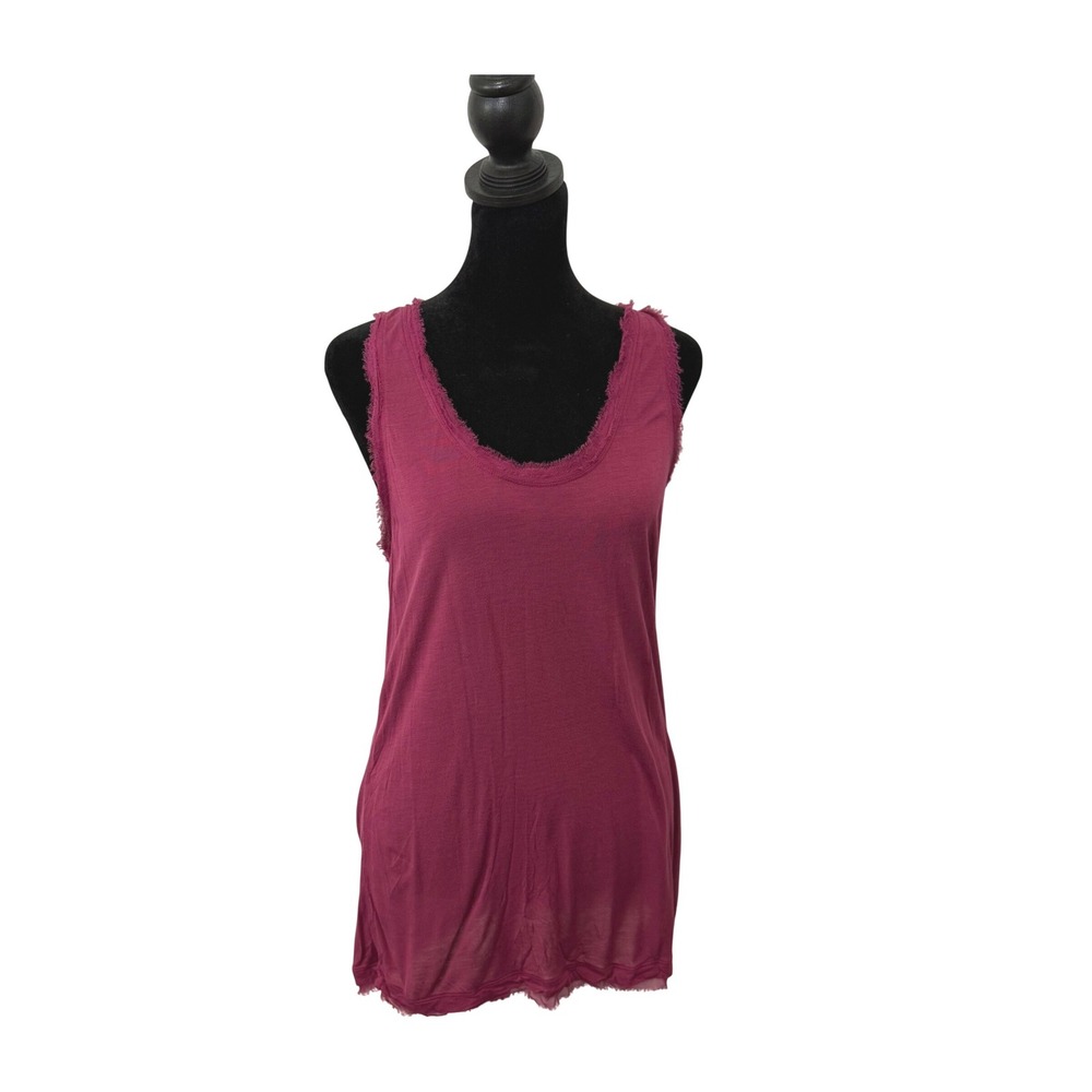 Diane von Furstenberg Silk Blend Raw Frayed Hem Long Tank Top Size M Layering